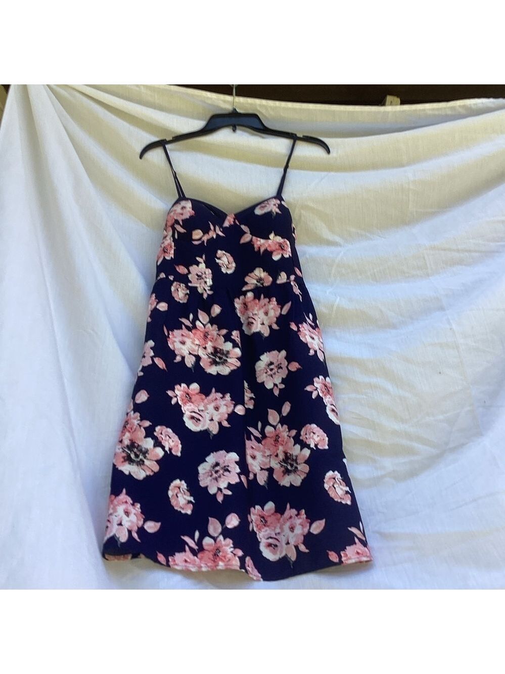 Band of Gypsies dark blue and pink floral dress, size medium